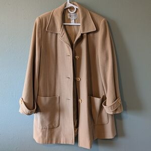 Vintage Tan Wool Cashmere Peacoat overcoat Size 10